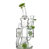 Dubbele recycler glazen bongs waterpoelige propeller spinnen percolater waterpijp kleurrijke paarse groene rookpijpen windmolen perc rigs met 14 mm gewrichtskom xl167