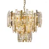 Chandeliers Round Design Champagne Chandelier Living Crystal Lamp AC110V 220v Metal Hanglamp Dinning Room Light Fixtures