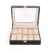 Watch Boxes Box PU Leather Watches Display Case Jewelry Holder Storage Organizer With Lock For Women Men Gifts 10 Grids