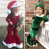 Småbarn Baby barnflickor Kläder sätter Fashion Christmas Cosplay Patchwork Pullover Tops Pants Hat Belt Set Outfits Sukienki