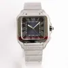 For men luxury watch square silver gray dial 39.8mm Roman digital luminous sapphire crystal glass stainless steel automatic machine