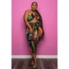 Tracksuits Sexy Plus Size Two Piece Set Vrouwen Kleding Mouwloze Backless Crop Top Laces Up Long Pants Suit Summer Tie Dye 2 Outfits
