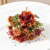 Fleurs décoratives 3pcs Artificiel Silk Hortensia Bouquet Rose Bouquet Couronnes de Noël Vases pour décoration Flower Arrangement Home Wedding Party