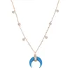 Chains Arrival Rose Gold Silver Color Blue Turquoises Howlite Stone Crescent Moon Horn Trendy Necklace For Woman Boho Jewelry