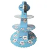 Forniture festive Alzata per torta con dente rosa a 3 livelli Porta cupcake blu Baby Show Decorazione per rack per bambini Compleanno