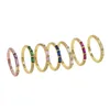 Bagues de grappe 3 pièces Baguette Cz pierre de naissance coloré zircone cubique éternité bande fiançailles bague de mariage mode