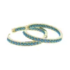 Çember Küpeler Altın Renk Moda Klasik Kadın Mücevher Seti Mavi Turquoises Stone Huggie Küpe 30mm