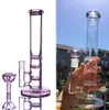 Kopfige rosa Glasbecher Basis Bongs Shisha Dicke 3 Schichten Shisha Rauchzubehör Dab Rigs Ölbrenner Rohre mit 14 mm Schüssel Lila