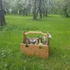 Muebles de campamento Mesas portátiles al aire libre Cesta de picnic plegable de madera Mesa Rectángulo Escritorio plegable Estante para copas de vino Bandeja plegable para refrigerios