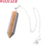 Natural Stone Opal Healing Pendulum Pendant Reiki Heal for Divination Agate Spiritual Hexagonal Column Necklace Jewelry BO926