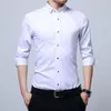 Men's Casual Shirts Men's Men French Cufflinks Shirt Men's Long Sleeve Male Brand Solid Color White Black Blue Slim Fit Cuff Dress