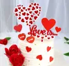 Fournitures de fête Design acrylique rouge et blanc amour est forme de coeur gâteau de mariage Topper fiançailles anniversaire Toppers décoration