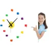 Wandklokken DIY Clock 3d kleurrijk vierkante nummers Home Modern Decoration Creative Watch Quartz Design
