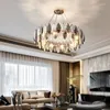 Chandelier Crystal Nordic Hanging Light Luxury Creative Pendant Lamp Grey Glass For Living Room Restaurant Bedroom El Villa