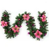 Decoratieve bloemen 2.7m kerstdecoratie slingers rattan krans simulatie voor kerst thuis feest boomdecoraties bloemenband