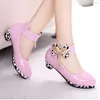 Sneakers Children Princess High Heel for Girls Leather Shoes Fashion Wild Purple Dress Butterfly Kids Party Wedding Dance 220920