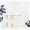 Party Decoration 8pcs Happy Easter Wood Egg Pendant Craft Diy Hanging Ornament Mini Clips Drop Delivery 2021 Home Garden Festive PA DHPZC