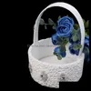 Dekoracja imprezy Elegancka gładka satynowa kwiatowy kwiecszy kwiecisty koszyk romantyczny biały ślub wiszą