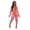 Spring And Autumn Women Tracksuits Designer Printed Multicolor two piece set Long Sleeved Shirt Pants Home Leisure Suit