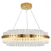 Żyrandole salon LED żyrandol Nowoczesna luksusowa lampa kryształowa podwójna szklana warstwa zawiesiny oświetlenie jadalnia złoto