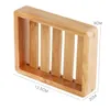 Jabonera de madera de bambú natural Baño Bandeja de ducha Fregadero Cubierta Bañera Almacenamiento Autodrenaje Bar Platos Soportes de esponja rústica Soporte GCE14259