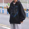 Sweats à capuche pour femmes Sweatshirts Femmes Sweat à capuche zippé Automne Hiver Goth Punk Pocket Print Vestes à manches longues Manteaux Femme Harajuku Oversized Hooded 220919