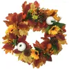 Fleurs décoratives guirlande artificielle la couronne décors tenture murale Thanksgiving Halloween accessoires fête 42x42x5 cm fleur de citrouille