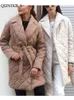 Parka in piumino da donna Inverno Primavera Giacca in pizzo imbottito in cotone nero di media lunghezza Cappotti trapuntati eleganti per donna 220919