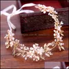 Tiaras Gold Floral Crystal Bridal Wedding Head Piece Bride Headwear Headband Hair Band 100%Handmade Women Party Accessories Re3033 72 DH8SB