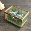 Party Supplies Rustic Wedding Ring Bearer Box Geometric Holder Personligt anpassat glas