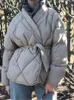 レディースダウンパーカーHziripデザイン女性冬のソリッドサッシコート女性濃厚な高品質の学生アウトウェアスウィートオフィスレディウォームジャケット220919