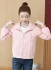 Kvinnorjackor Kvinnor Kortrock 2022 Spring Autumn Fashion Long Sleeve Tops Pink Loose Baseball Clothing Woman Picks Pockets