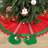 Kerstdecoraties boomrok 3d elf been gestreepte niet geweven kerst ornament voor vakantiefeest achtergronddecoratie a0ke