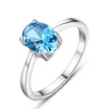 S925 Srebrny Inkrustowany Sky Blue Topaz Pierścień Koreańska nisza romantyczna biżuteria