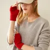 Gants à cinq doigts en cachemire chaud à la mode en automne et en hiver pur