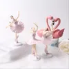 Festive Supplies Elegant White Pink Dancing Ballet Girls Cake Topper Happy Birthday Wedding Party Decoration Crafts Gifts