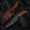 H9202 High End Survival Rechte mes A2 Droppunt Blade Volledige Tang Linnen Handgreep Outdoor Visserij Hunting Vaste mesmessen met Kydex