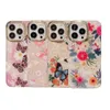 Elektropläterade blommor för iPhone 15 14 Plus 13 12 11 Pro Xs Max XR X Telefon Vacker blommig plätering Clear Case Farterfly Cover Girls Factory Pris