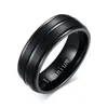 Mode titanium ring handgetekende pure solide zwarte zilveren bruiloft vrouwen herenring breedte 8 mm sieraden