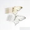 Wedding Hair Jewelry Hair Jewelry Fashion Women Exquisite Brief Gold Sier Plated Alloy Butterfly Wedding Combs C3 Drop Delivery 2021 D Dhj3Q