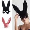 Lange oren konijn masker kunny maskers feest kostuum cosplay Halloween masquerade roze/zwarte Halloween maskerade konijn oormaskers LT042
