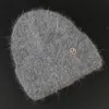 Beanieskull Caps Fabbit Fur Felies Mole quente e fofo chapéu de inverno para mulheres Angora Knit