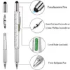 6 in1 caneta de esfero multifuncional com a ferramenta de mão moderna medir o nível da tela de toque da chave de fenda do régua técnica Nível de espírito de caneta