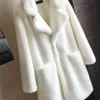 Women's Fur Faux HStar Women Mink Coat Solid Female Turn Down Collar Winter Warm Fake Lady Casual Jacket 220919