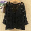 Women's Sweaters Sexy Hollow Lace Sunscreen Cardigan Sweater Women Wide Loose Air Conditioning Knitted Sweater Thin Section Female Spring Autumn 220920