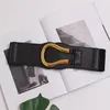 Belts 2022 Leather Wide Belt Female Sweater Skirt PU Simple Gold U Buckle Coat Waistband Elastic Dress Strap For Women