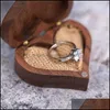 Jewelry Pouches Bags Jewelry Pouches Bags 40Gb Heart Walnut Wood Ring Box Proposal Engagement Holder Wooden C3 Drop Delivery 2021 P Dhbi3