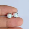 Stud Earrings 925 Sterling Silver Bezel Setting Ear Jewelry For Women Fashion White Fire Opal Wedding Top Quality8579991