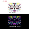 Fluorescent Halloween Face Tattoo Sticker Day of the Dead Party Makeup Funny Temporary Neon Face Stick para Festival Masquerade GCB15537