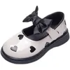 Baskets filles chaussures en cuir fashion fashion mignon enfants peu profonds assortis princesse douce amour avec arc doux mary janes 220920